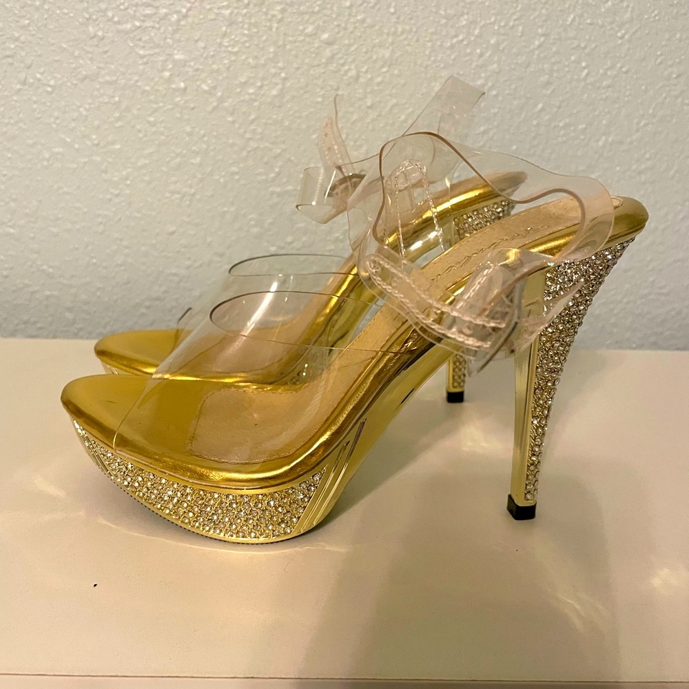 Elegant Gold and Clear High Heels